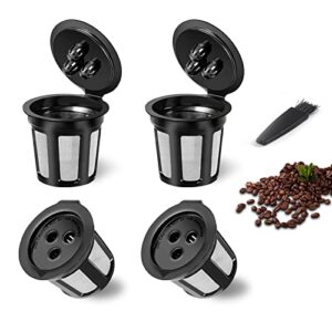 reusable k cups for ninja dual brew coffee maker, 4 pack reusable k pod with clean brush, 3 hole permanent k cups filters coffee for ninja coffee maker filter cfp201 cfp301 cfp400 dual brew pro