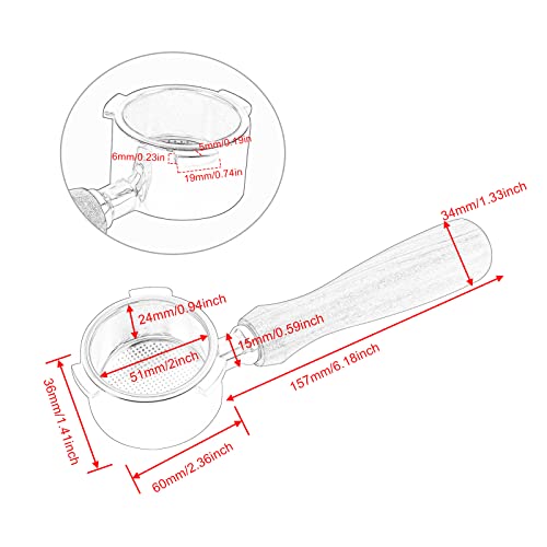 DIBTSA 51mm Bottomless Portafilter Compatible with DeLonghi Espresso Machine EC680 EC685, 304 Stainless Steel, with Reusable Coffee Replacement Filter Basket