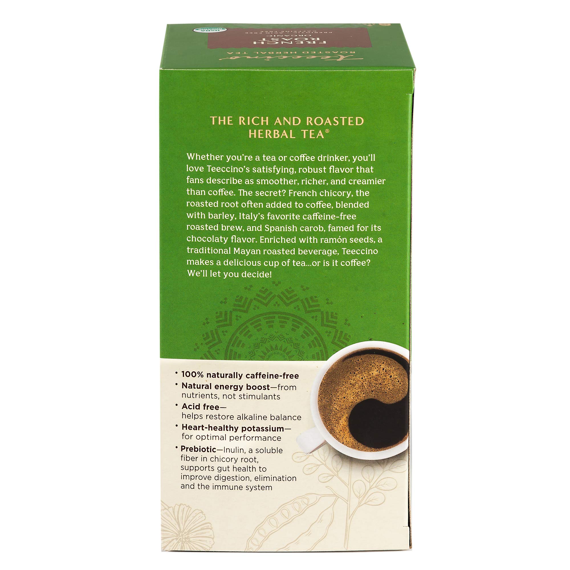 Teeccino French Roast Herbal Tea - Rich & Roasted Herbal Tea That’s Caffeine Free & Prebiotic for Natural Energy, Coffee Alternative, 25 Tea Bags (Pack of 3)