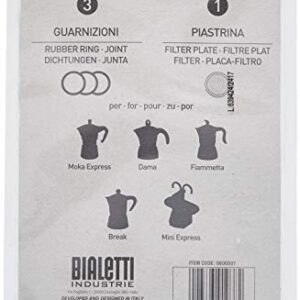 Bialetti Replacement Gaskets and Filter for 1 Cup Moka / Break / Dama / Mini Express Espresso Makers (1-CUP Size)