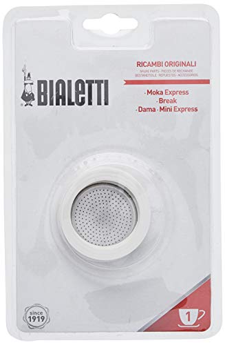 Bialetti Replacement Gaskets and Filter for 1 Cup Moka / Break / Dama / Mini Express Espresso Makers (1-CUP Size)