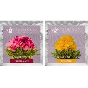 Blooming Tea Flowers - Pomegranate & Pineapple Flowering Teas – Hand-Tied Flowering Tea Balls - Each Tea Blossom Can Be Used Multiple Times (2-Pack)