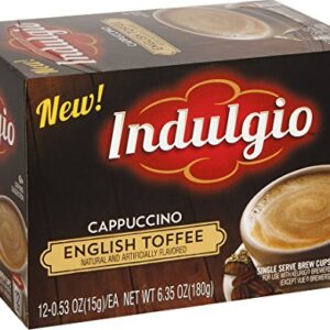 Indulgio Cappuccino, English Toffee, 12-Count Single Serve Cup for Keurig K-Cup Brewers