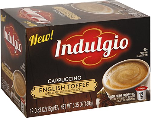 Indulgio Cappuccino, English Toffee, 12-Count Single Serve Cup for Keurig K-Cup Brewers