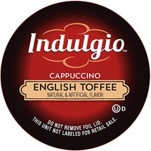 indulgio cappuccino, english toffee, 12-count single serve cup for keurig k-cup brewers