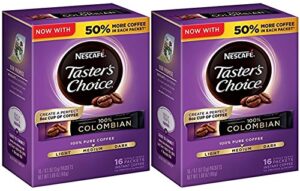 nescafe taster's choice instant coffee columbian, 16 count (pack of 2)