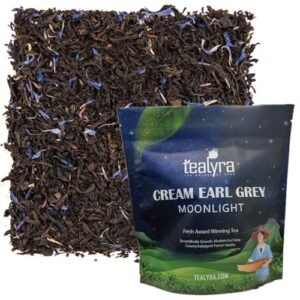 tealyra - cream earl grey - classic black loose leaf tea - citrusy with vannilla flavor - fresh award winning tea - medium caffeine - all natural ingredients - 200g (7-ounce)