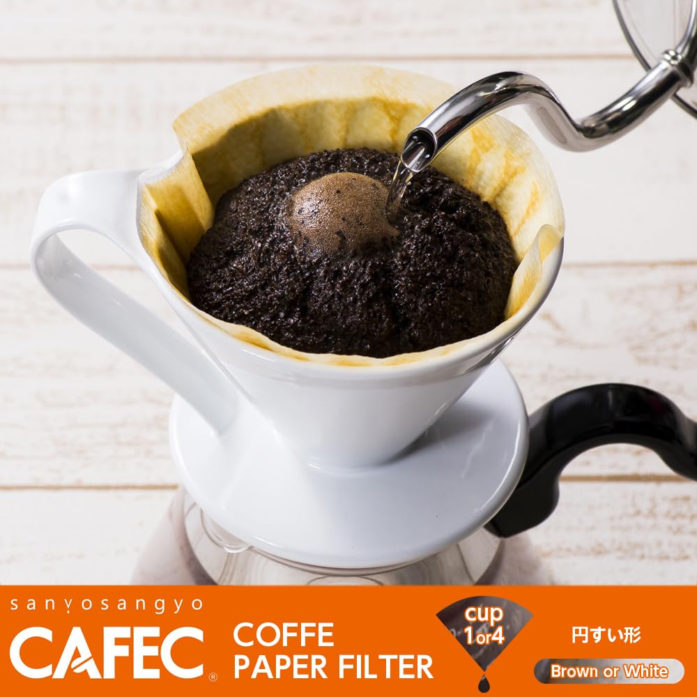 CAFEC Traditional cone-shaped paper filter cup4 (white) 100pcs/pack (One (1) Pack of 100)