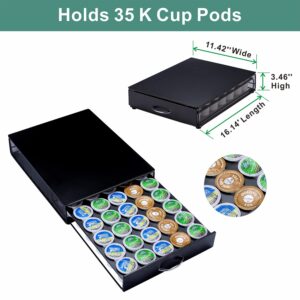 ZCDCP K Cup Holder Drawer, Coffee Pod Holder for K Cup Organizer, Keurig Coffee Pods Holder Capsule with 35 Pods, K Cup Coffee Holder Black