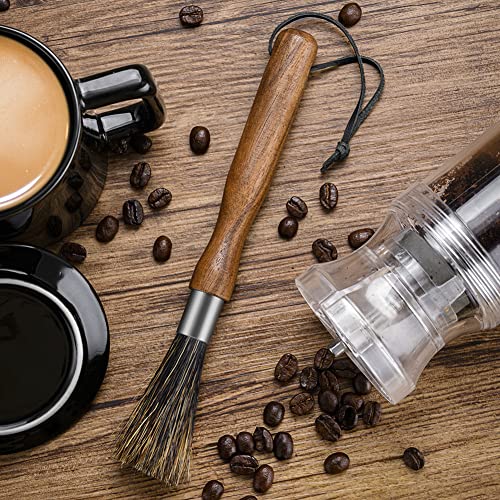 Bavane 3PCS Professional Coffee Brush, Coffee Grinder Brush Set, Natural Boar Bristles Black Walnut Handle Espresso Machine Cleaning Tool, Coffee Cleaner Brushes Coffee Tool for Barista Home Kitchen