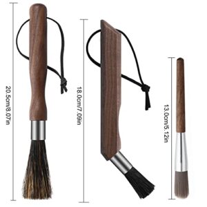 Bavane 3PCS Professional Coffee Brush, Coffee Grinder Brush Set, Natural Boar Bristles Black Walnut Handle Espresso Machine Cleaning Tool, Coffee Cleaner Brushes Coffee Tool for Barista Home Kitchen