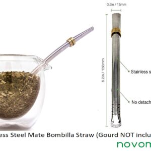 Novomates Easy Clean Yerba Mate Straw - Bombilla Mate for Mate Tea Drinking Filter Straw – Mate Straw Food-Grade Stanley Steel Mate Straw - 6.2" (15.8cm) Long (Mate Gourd not included)