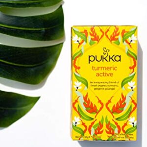 Pukka Organic Tea Bags, Turmeric Active Herbal Tea with Ginger and Galangal, Perfect for Active Lifestyles, 20 Count (Pack of 3) 60 Tea Bags