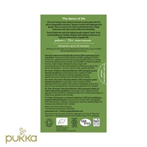 Pukka Organic Tea Bags, Turmeric Active Herbal Tea with Ginger and Galangal, Perfect for Active Lifestyles, 20 Count (Pack of 3) 60 Tea Bags