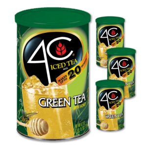 4c powdered drink mix cannisters, green tea 3 pack, 20 quarts, family sized cannister, thirst quenching & refreshing flavors