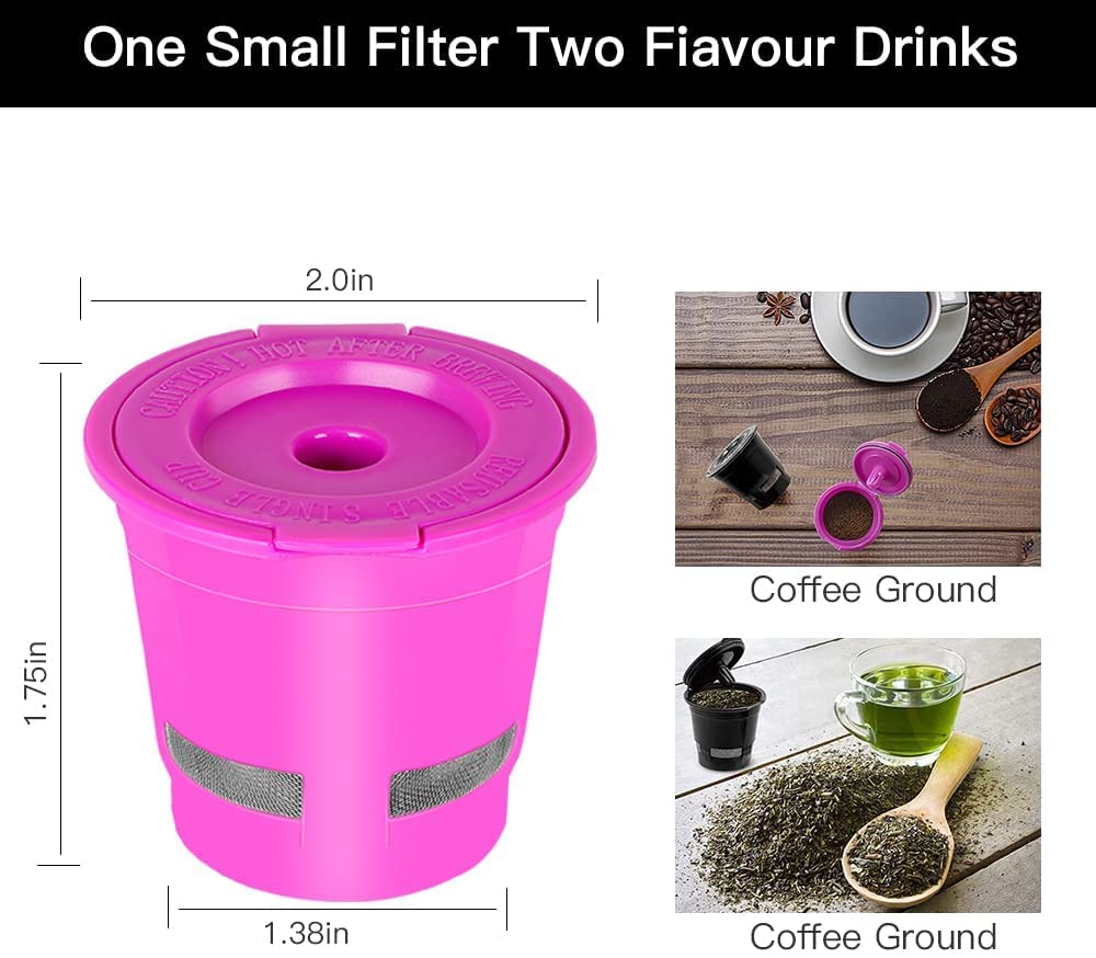 CHULUX Reusable Mesh Coffee Filter Cup 3-Pack Universal Single Serve Refillable Coffee Filters, Black + Purple