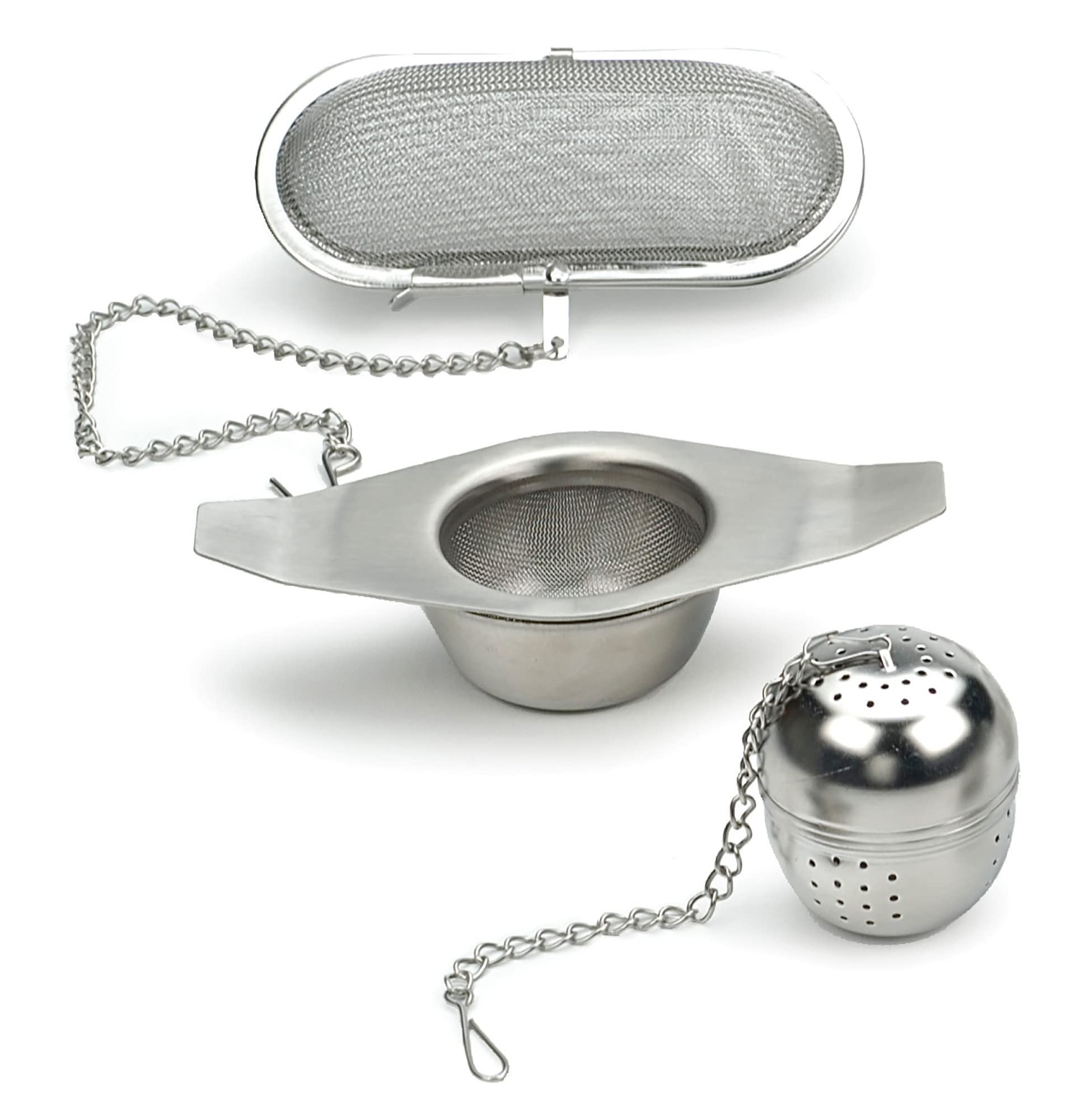 RSVP International Endurance Kitchen Collection Stainless Steel Mesh Floating Spice Infuser for Soups, Stews or Large Tea Pot, Jumbo Oval, 4.25x1.75