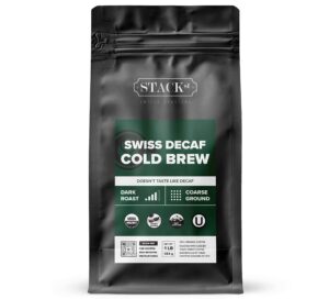 organic swiss water process decaf cold brew coffee coarse ground 1 lb - dark roast coarse grind - doesn't taste like decaf! - 100% arabica single origin beans – by stack street