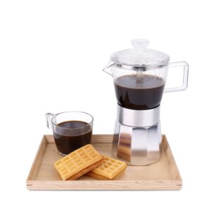 Geesta Moka Pot Premium Crystal Glass-Top Stovetop Espresso Moka Pot - 6 cup - Coffee Maker, 240ml/8.5oz/6 cup (espresso cup=40ml) Coffee Lover Gifts Ideas