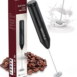 Milk Frother Handheld, Battery Operated Drink Mixer for Coffee, Handheld Electric Stirrer Foam Maker Whisk, Stainless Steel Milk Foamer for Coffee Latte, Cappuccino, Frappe, Matcha (Black)