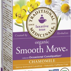 Traditional Medicinals Organic Smooth Move Chamomile Laxative Tea, 16 Tea Bags (Pack of 2)