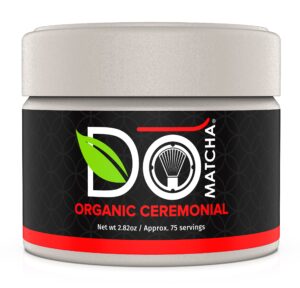 domatcha - organic ceremonial green tea matcha powder, natural source of antioxidants, caffeine, and l-theanine, promotes focus and relaxation, kosher, 75 servings (2.82 oz)