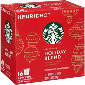 starbucks holiday blend medium roast ground coffee k-cups, 0.4 oz, 16 count