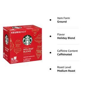 Starbucks Holiday Blend Medium Roast Ground Coffee K-Cups, 0.4 oz, 16 count