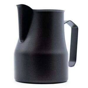 evergreen coffee - precision latte art milk pitcher | 16oz | commercial grade stainless steel | milk steam frothing jug | for espresso machines, breville espresso machines (black)