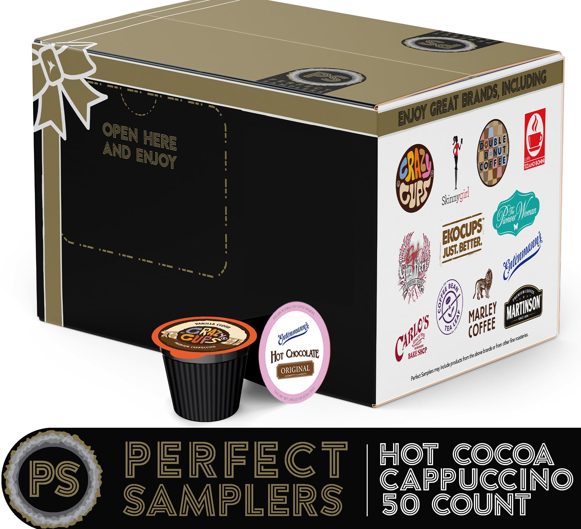 Hot Chocolate and Cappuccino Single Serve Cups, Variety Pack Sampler For Keurig K Cup Brewers, includes Hot Cocoa from Grove Square and Crazy Cups, 50 Count