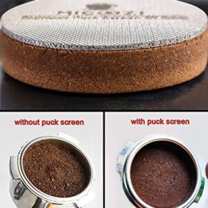 MIGOOZI 58.5mm Puck Screen with Stand - Reusable 316L Stainless Steel Filter Screen Compatible with Espresso Machine 58mm Portafilter Basket - Can Keeping Shower Screen Clean (58.5mm)