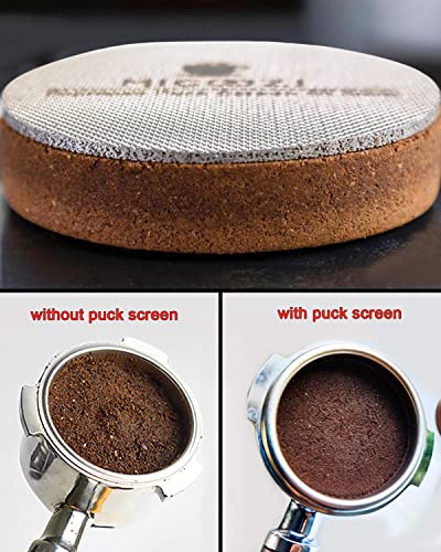 MIGOOZI 58.5mm Puck Screen with Stand - Reusable 316L Stainless Steel Filter Screen Compatible with Espresso Machine 58mm Portafilter Basket - Can Keeping Shower Screen Clean (58.5mm)