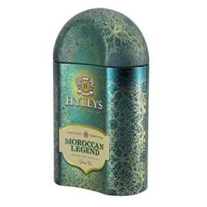 hyleys loose leaf green tea with mint rose and blue corn flowers in tin 3.52 ounce (100g) - traveller's collection - moroccan legend