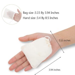 Cotton Drawstring Bags 100 Pieces, 3.94x3.15 Inches Unbleached Fabric Cloth Muslin Reusable Cotton Cheese Nut Milk Bags Tea Bags Spice Bags Muslin Bags with Drawstring for Spice, Tea, Coffee