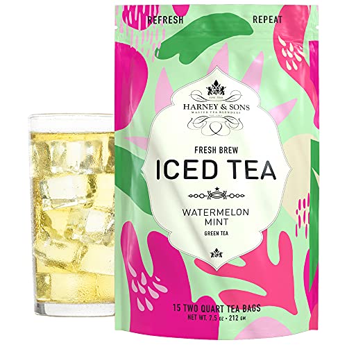 Harney & Sons Fresh Brew Iced Tea Two Qt Tea Bags, Watermelon Mint, 15 Count