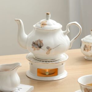 Teapot Warmers Ceramic Teapot Warmer Coffee and Milk Tea Warmer Tea Set(with Candle Hold)