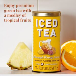 The Republic of Tea – Pineapple Orange Guava Iced Green Tea, 8 Large Quart-Sized Iced Tea Pouches, Naturally Caffeinated
