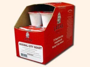 lacas coffee single cups, 24 count (original city roast)