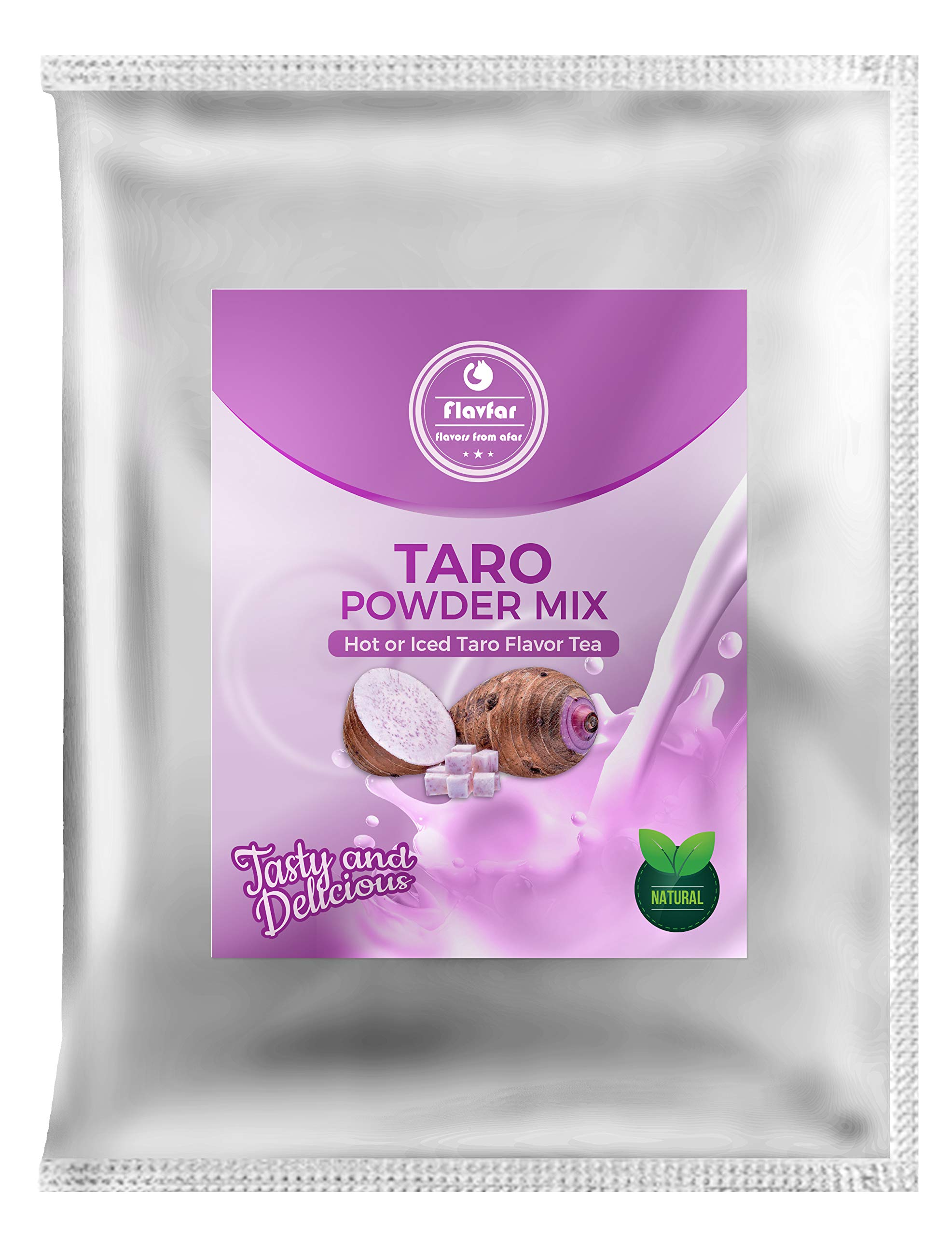 Flavfar Taro Milk Tea 2.2 Lb (1 Count), Powdered Instant Milk Tea Drink Mix, Serve Hot or Cold.- Less Sugar