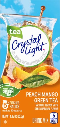 Crystal Light Peach Mango Green Tea Naturally Flavored Powdered Drink Mix, 5 ct Pitcher Packets