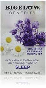 bigelow tea benefits sleep chamomile & lavender herbal tea, 18 ct