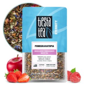 tiesta tea - pomegranatopia | mixed-berry pomegranate white tea | premuim loose leaf tea blend | low caffeinated tea | make hot or iced tea & brews up to 25 cups - 1.5 ounce resealable pouch