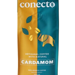 Conecto Cardamom Coffee: 100% Natural and Artisanal, Guatemalan Arabica Ground Coffee Flavored with Clay Pot Roasted Cardamom, Medium Roast and Mild Acidity (Ground 12oz)