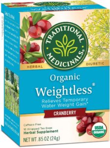 traditional medicinals organic weightless cranberry herbal tea, relieves temporary water weight gain, (pack of 1) - 16 tea bags