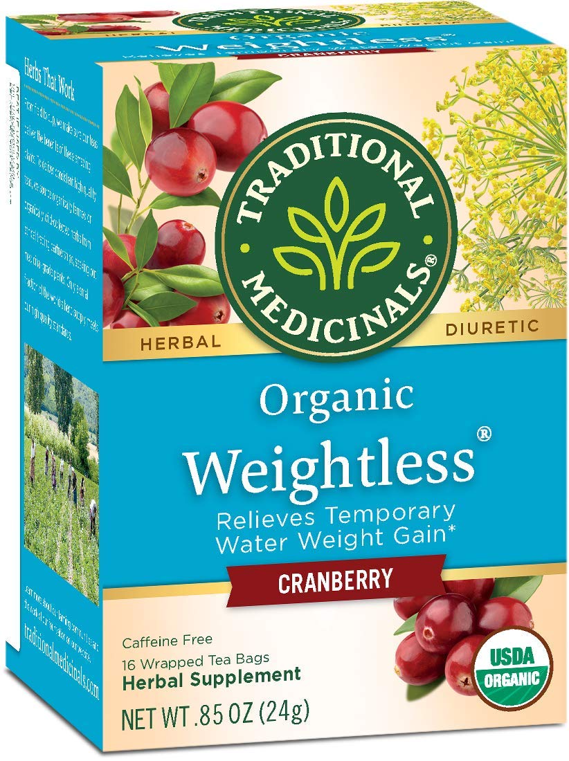 Traditional Medicinals Organic Weightless Cranberry Herbal Tea, Relieves Temporary Water Weight Gain, (Pack of 1) - 16 Tea Bags