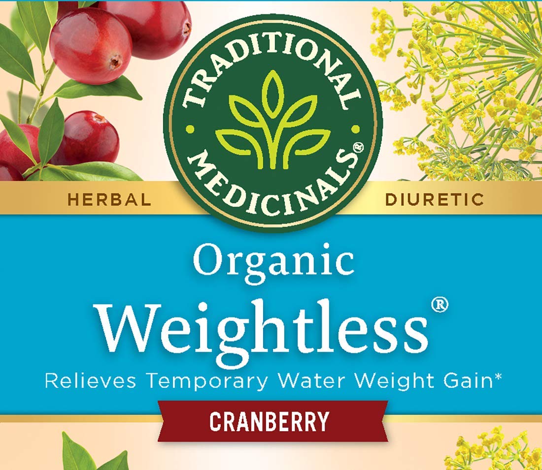 Traditional Medicinals Organic Weightless Cranberry Herbal Tea, Relieves Temporary Water Weight Gain, (Pack of 1) - 16 Tea Bags