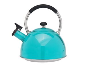 studio silversmiths tea kettle - stainless steel whistling teapot - 2.5 liters, turquoise