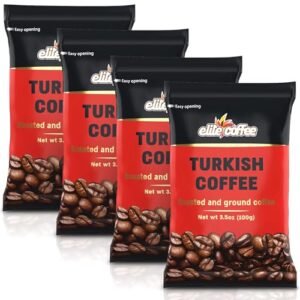 elite roasted & ground turkish coffee 3.5oz bag (4 pack)