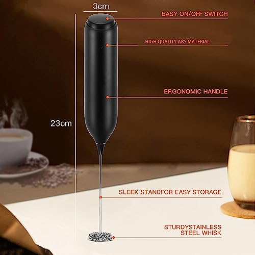 FFG Milk Frother Handheld , New Upgraded Wall Mount Bracket usb Socket Induction Charging Manual Coffee Maker. Handheld Electric Milk Frother For Coffee Matcha Cappuccino Hand Mixer (Black)