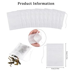 FRIUSATE 500Pcs Tea Bags for Loose Leaf Tea, Empty Tea Bags with String Disposable Tea Bags Fillable Natural Tea Filter Bags Drawstring Tea Bags Bulk for Loose Tea, Coffee, Spice, 2.36 x 3.15 Inch